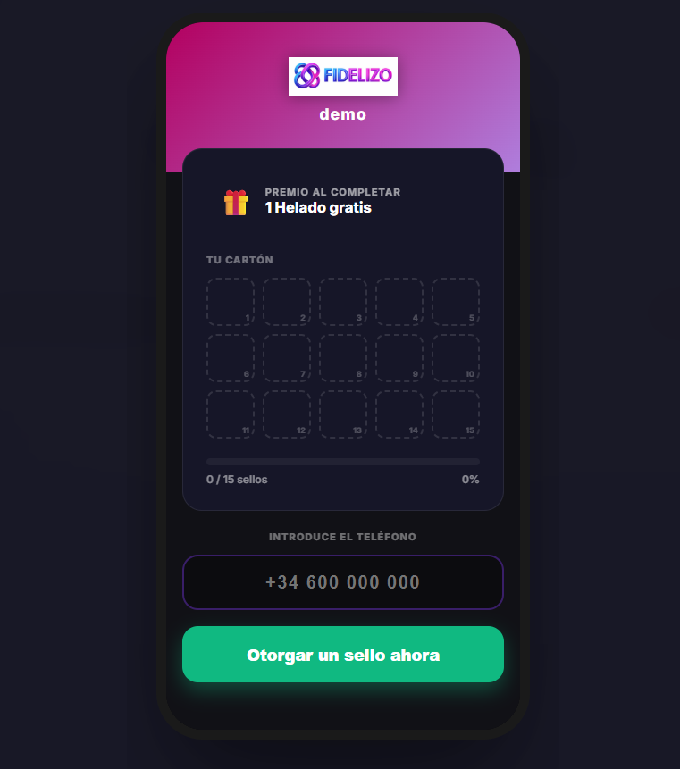 Otorga sellos de forma manual a clientes sin movil o sin bater&iacute;a